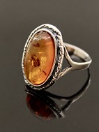 Sterling silver ring with amber