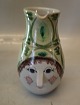 Bjørn Wiinblad pitcher 16 cm K8  1972 Green pastel with face - vase - In fine condition with ...