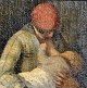 Helme, Helge (1894 - 1987) Denmark: Mother with child. Signed. Oil on canvas. 42 x 49 ...