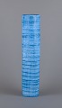 Colossal cylinder-shaped floor vase in ceramic. Hand-glazed in blue hues.1970s/1980s.In ...