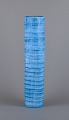 Colossal cylinder-shaped floor vase in ceramic. Hand-glazed in blue hues.