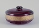 Moser, Czech Republic. Large covered bowl in art glass. Purple glass with gold 
motifs.