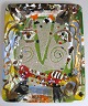 Aarre, Mette 
(1943 -) 
Denmark / 
Sweden: 
Psychodelic 
"owl". Enamel. 
Polycrom 
decorated. 24.5 
x 20 ...