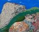 Ingvar Dahl, 
Swedish artist. 
Oil on panel. 
Abstract 
landscape with 
a glossy ...