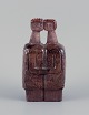 Lars Bergsten, Swedish ceramicist. Unique ceramic sculpture. Couple embracing. Glazed in brown ...