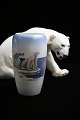 Royal Copenhagen porcelain vase with polar bear motif. Height: 19cm. Dia.: 11cm. Decoration ...