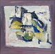 S. Hamlet, 
Swedish artist. 
Oil on board. 
Abstract 
composition 
with a colorful 
palette and ...