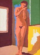 Swedish artist, 
oil on canvas. 
Female nude 
model in 
interior, 
modernist 
style.
Colorful ...