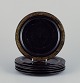 A set of six 
Japanese plates 
in 
papier-mâché. 
Black 
lacquerwork 
with gold 
decoration.
First ...