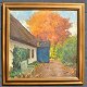 Mau, Valdemar Erhardt Johan (1892 - 1952) Denmark: A house - autumn. Oil on canvas. Signed. 51 x ...