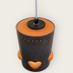 Retro lamp with 
hearts. Orange 
glass and 
metal. Nice 
used condition. 
Height 20 cm.