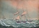Jacob Petersen 
(1774-1855), 
elev af C. W. 
Eckersberg.
Gouache på 
papir. 
Skibsportræt af 
barken ...