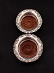 Silver plated wine trays D. 17.5 cm. with wooden base subject no. 557869