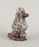 EGO Stengods, Sweden. Ceramic figure of a poodle. Glazed in brownish-green ...