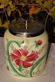Bucket 
opalglass, with 
handpainted 
flower 
decoration. 
Height 18 cm. 
With handel 
24,5 cm. Fine 
...