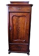 High cabinet of 
polished 
walnut, nice 
antique 
condition with 
2 drawers and a 
door with 
shelves ...