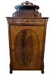 Mahogany 
cabinet with 
door and 3 
shelves 
decorated with 
wood carvings 
and intarsia 
from around ...