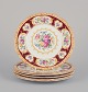 Royal Albert, England. A set of six "Lady Hamilton" plates with polychrome 
floral motifs. Gold decoration.