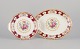 Royal Albert, England. "Lady Hamilton." Oval serving platter and a round dish 
with polychrome floral motifs and gold decoration.