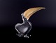 Murano, Italy. Large art glass sculpture of a toucan in clear glass with a gold-colored glass ...