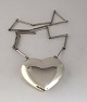 Hermann Siersböl, Copenhagen (HS). Large sterling silver heart with chain (925). Width of the ...