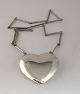 Hermann 
Siersböl, 
Copenhagen 
(HS). Large 
sterling silver 
heart with 
chain (925). 
Width of the 
...
