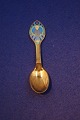 Michelsen Christmas spoons & forks of Danish gilt sterling silver.  Anton Michelsen small ...