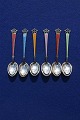 Set of 5 mocha spoons of sterling silver 925 with enamel. All in a very fine condition.Mocha ...