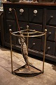 Old French umbrella stand in brass with drip tray in metal and with a very fine 
patina...
