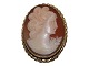 Small Cameo 
combined brooch 
and pendant 
from 1870-1900 
with carved 
womans face and 
gilded ...
