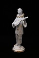 Rare Bing & Grondahl white porcelain figure decorated with gold of Pjerrot clown 
playing the lute...