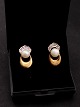 14 carat gold ear studs 1.7 x 0.9 cm. with real pearl and zircons item no. 565393