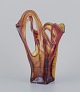 European glass 
artist. Large 
art glass vase. 
Amber-colored.