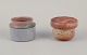 European studio 
potter. 
Two unique 
ceramic jars, 
one with a lid. 
Glazed in earth 
tones and ...