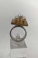 Hans Hansen Sterling Silver Ring w Pearls (Partially Gilded) Measures Size 54 (US 7) Weight 12.6 ...