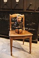 Old wooden 
children's 
chair with fine 
patina. 
Seat height: 
31cm. Back H: 
57cm. W: 38cm.