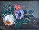 Danish artist 
(19th century): 
Arrangement 
with flowers. 
Oil on canvas. 
Unsigned. 17.5 
x 23 ...