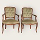 Armchairs in 
rococo form, 
nice fabric, 
but a little 
patina on the 
wooden frame.