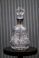Fine, old spirit glass decanter with grindings and collar in sterling silver 
(Stamped)...