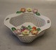 Herend Hungary small bowl with flowers and open work porcelain ca 5 x 13 cm
