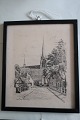 Marie Kirke, Jomfrustien, Sønderborg, Denmark
Signed: Chr. Tom-Petersen (1899-1992)
Chr. Tom-Petersen was a well knowm painter and 
drawer and also very well educated in both 
painting and architecture.
Framed
In a good condition