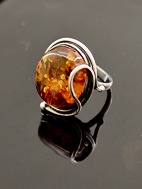 Sterling slv ring med rav