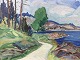 Nis Stougaard 
(1906-1987), 
Painting of 
coastal road, 
Oil painting on 
plate, Fine 
little Bornholm 
...