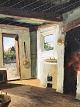 Osv. Rasmussen 
(Allan Karms), 
Oil painting on 
canvas, 
Farmhouse, Has 
cracks (see 
photo). ...