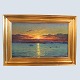 Emanuel A. 
Petersen 
Greenlandic oil 
painting with 
motif of sunset 
at 
Christianshaab 
/ ...