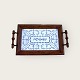 Earthenware 
tray with Blue 
fluted pattern 
and wooden 
frame and 
wooden handle, 
27cm x 15.5cm 
...