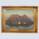 Emanuel A. 
Petersen 
Greenlandic oil 
painting with 
motif of 
Umanakoen / 
Uummannaq.
Signed. With 
...