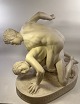 The Wrestlers 
alabaster 
figures, Height 
26 cm Width 30 
cm