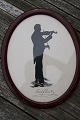 Silhouette Tusche Zeichnung von Violinist Carl 
Flesch im ovalen Mahagonirahmen