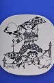 Decorated 
faience plate, 
white with 
black glaze. 
Bjorn Wiinblad 
plate, Nymolle 
Keramiske 
Fabrik. ...